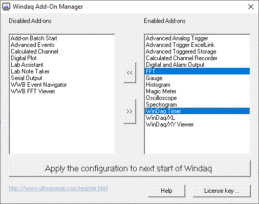 Windaq add-on manager